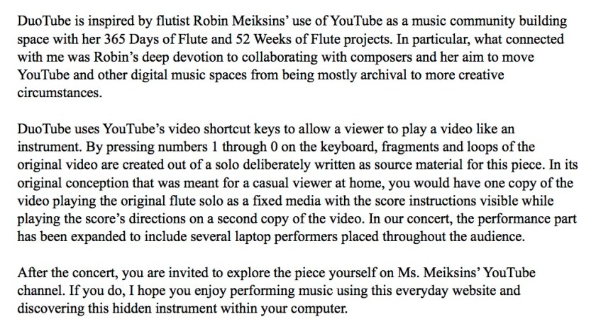 duotube program note